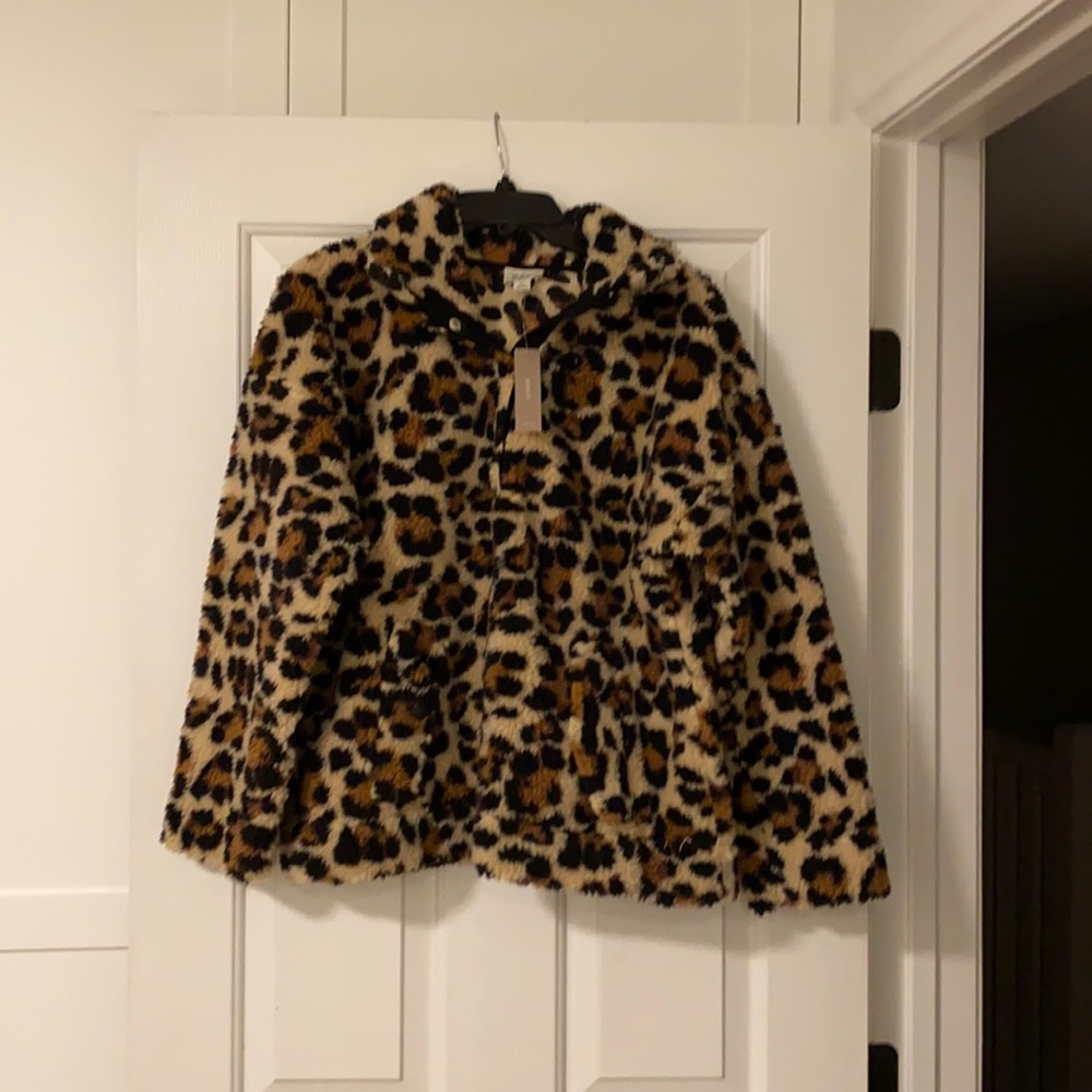 Brand new J. Crew leopard Sherpa. Never worn. Tags